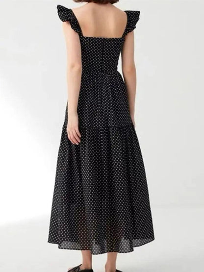 Hollow Lace-Up Long Black Dress - Long Dress - Guocali