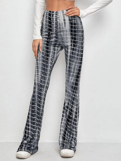 Printed Slim Casual Flared Trousers