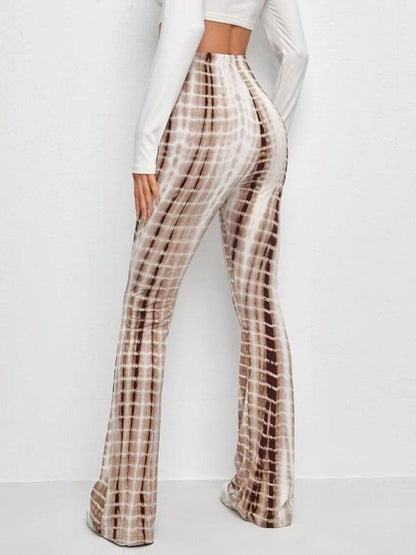 Printed Slim Casual Flared Trousers