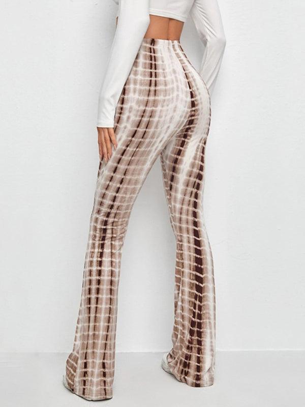 Printed Slim Casual Flared Trousers