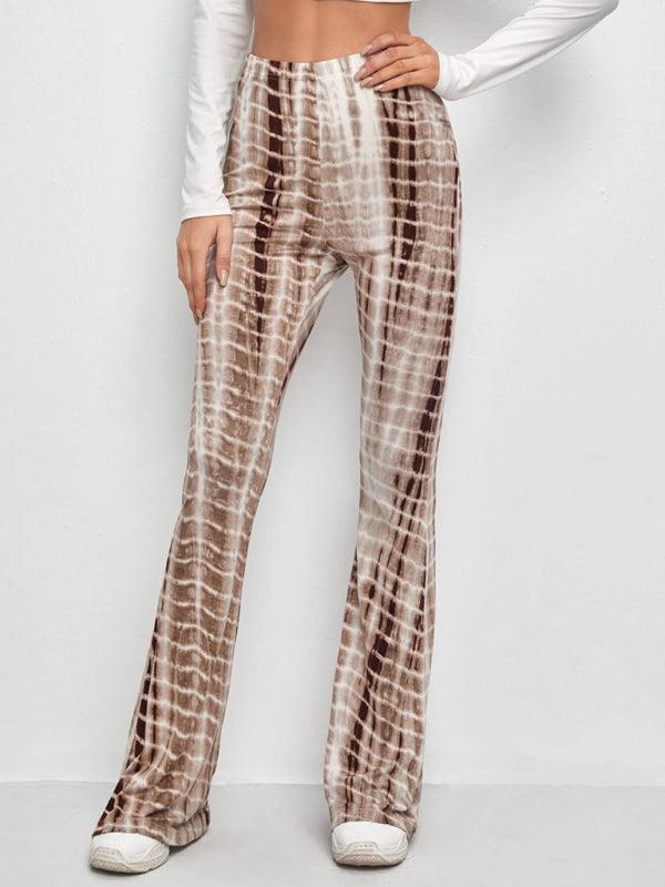 Printed Slim Casual Flared Trousers