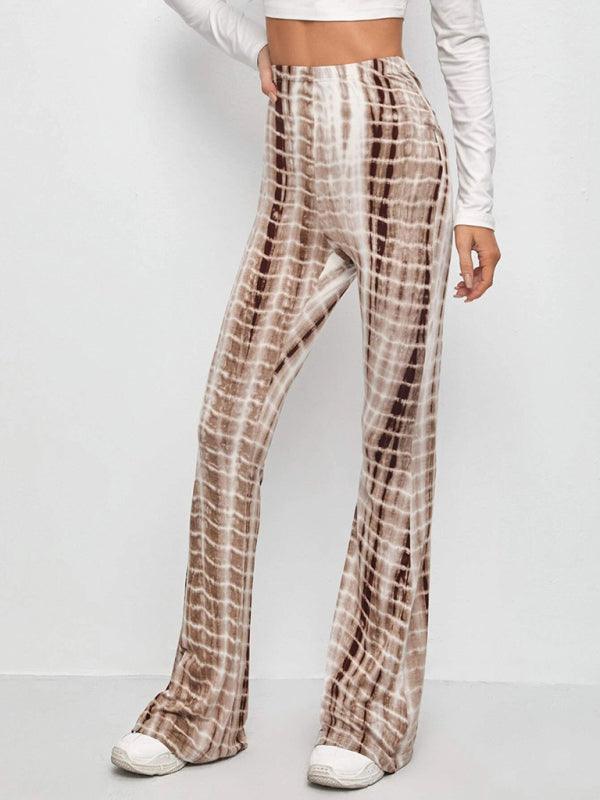 Printed Slim Casual Flared Trousers