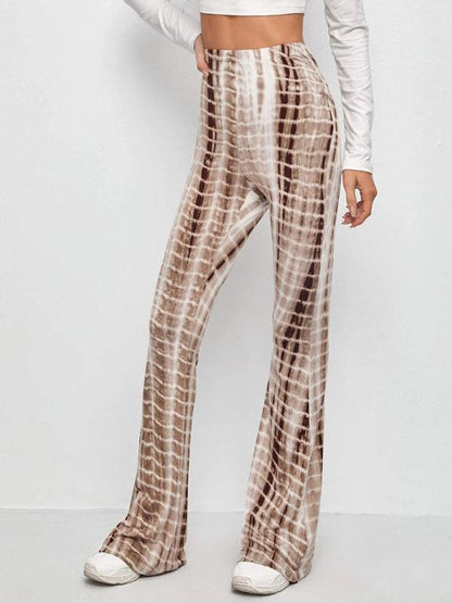 Printed Slim Casual Flared Trousers