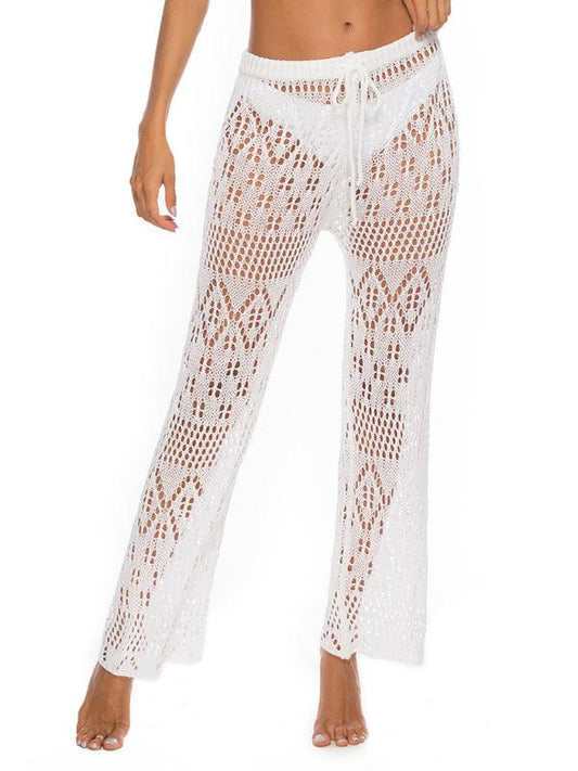 Pantalon tricoté creux sexy style discothèque pantalon de plage tricoté 