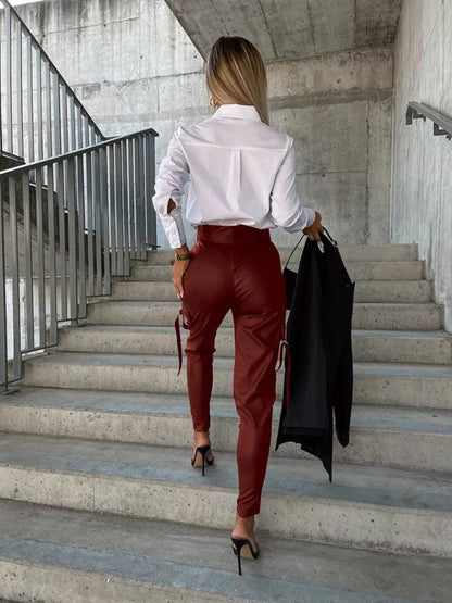 Women’s Fashion Slim Fit PU Leather Pants