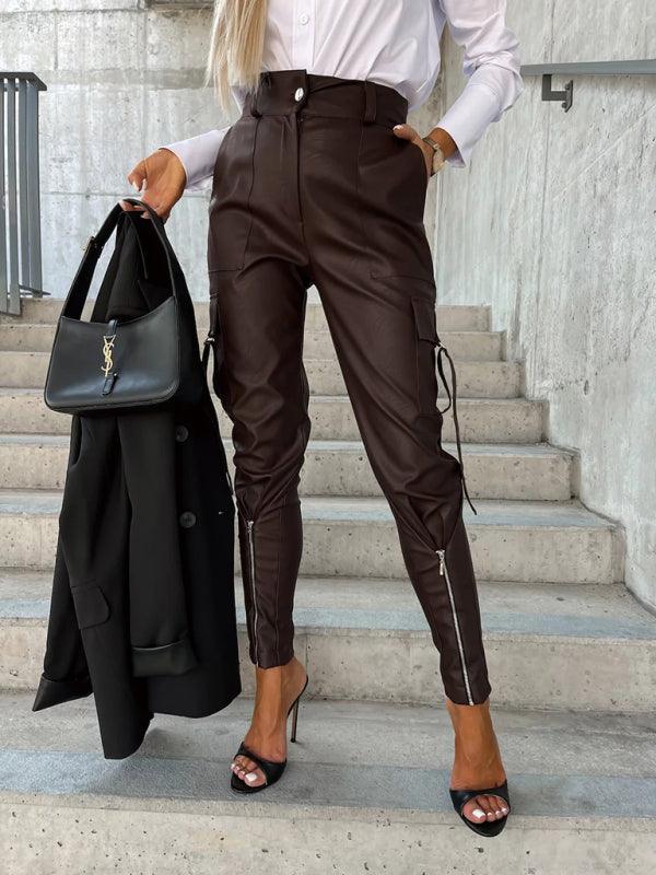 Women’s Fashion Slim Fit PU Leather Pants