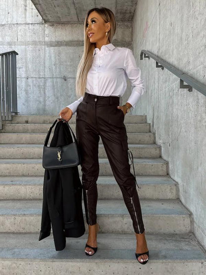 Women’s Fashion Slim Fit PU Leather Pants