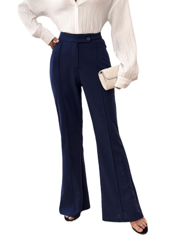 Elegant Solid Slim Fit Flared Trousers