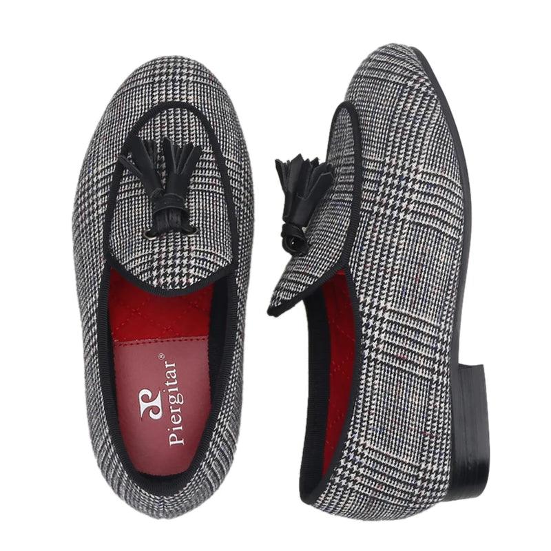 Kids Loafers Classic Charm: Plaid Tassel Loafer Shoes for Stylish Youngsters-Loafer Shoes-GUOCALI