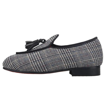 Kids Loafers Classic Charm: Plaid Tassel Loafer Shoes for Stylish Youngsters-Loafer Shoes-GUOCALI