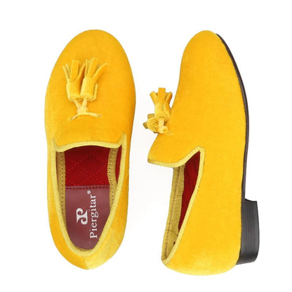 Kids Loafers Golden Velvet Kids' Handmade Loafer Shoes: Perfect for Children's Parties - Loafer Shoes - Guocali