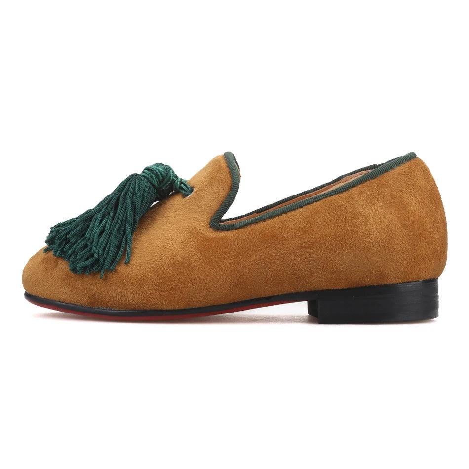 Kids Loafers Khaki Kids' Loafer Shoes: Classic Style with Tassel Detailing-Loafer Shoes-GUOCALI