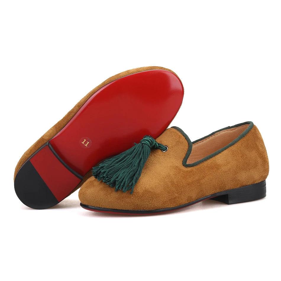 Kids Loafers Khaki Kids' Loafer Shoes: Classic Style with Tassel Detailing-Loafer Shoes-GUOCALI