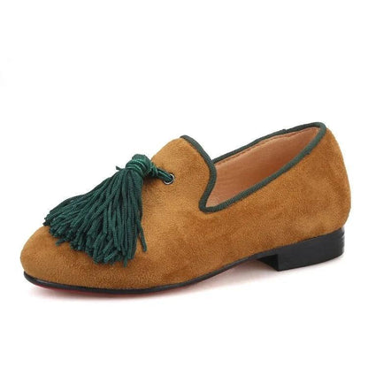 Kids Loafers Khaki Kids' Loafer Shoes: Classic Style with Tassel Detailing-Loafer Shoes-GUOCALI