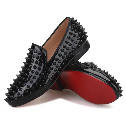 Kids Loafers Matching Sophistication: Handmade Spiked Loafers for Kids-Loafer Shoes-GUOCALI