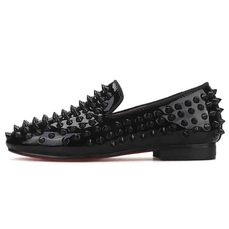 Kids Loafers Matching Sophistication: Handmade Spiked Loafers for Kids-Loafer Shoes-GUOCALI