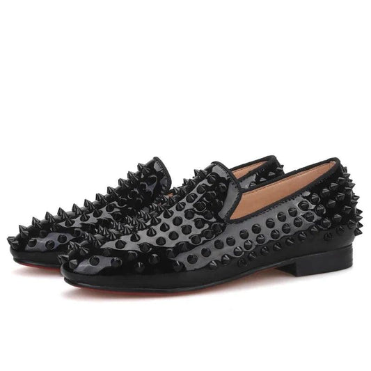 Kids Loafers Matching Sophistication: Handmade Spiked Loafers for Kids-Loafer Shoes-GUOCALI