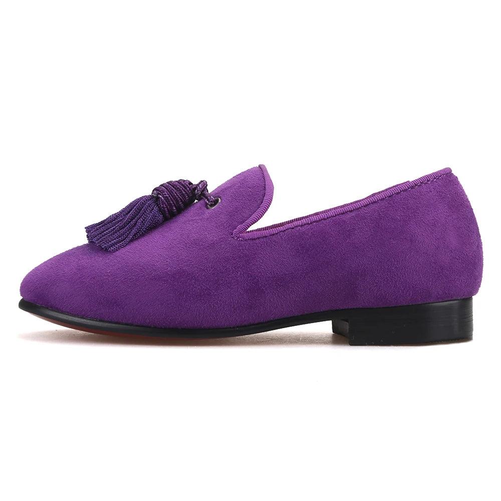 Kids Loafers Matching Style - Handcrafted Purple Suede Loafers for Parents and Kids-Loafer Shoes-GUOCALI