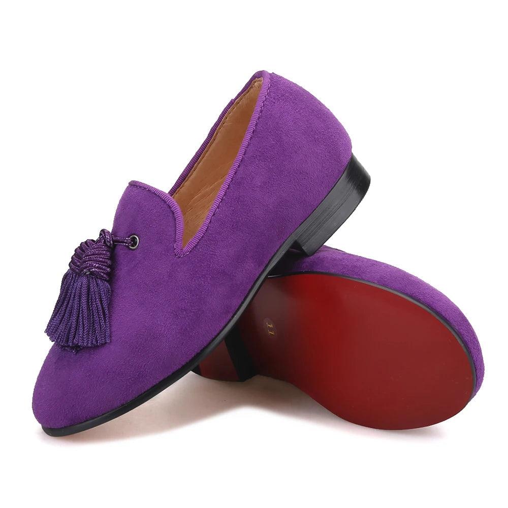 Kids Loafers Matching Style - Handcrafted Purple Suede Loafers for Parents and Kids-Loafer Shoes-GUOCALI