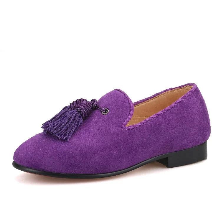 Kids Loafers Matching Style - Handcrafted Purple Suede Loafers for Parents and Kids-Loafer Shoes-GUOCALI