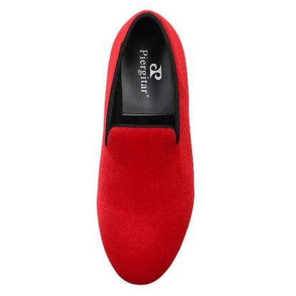 Kids Loafers Radiant Red Elegance: Handcrafted Velvet Parent-Child Loafers-Loafer Shoes-GUOCALI