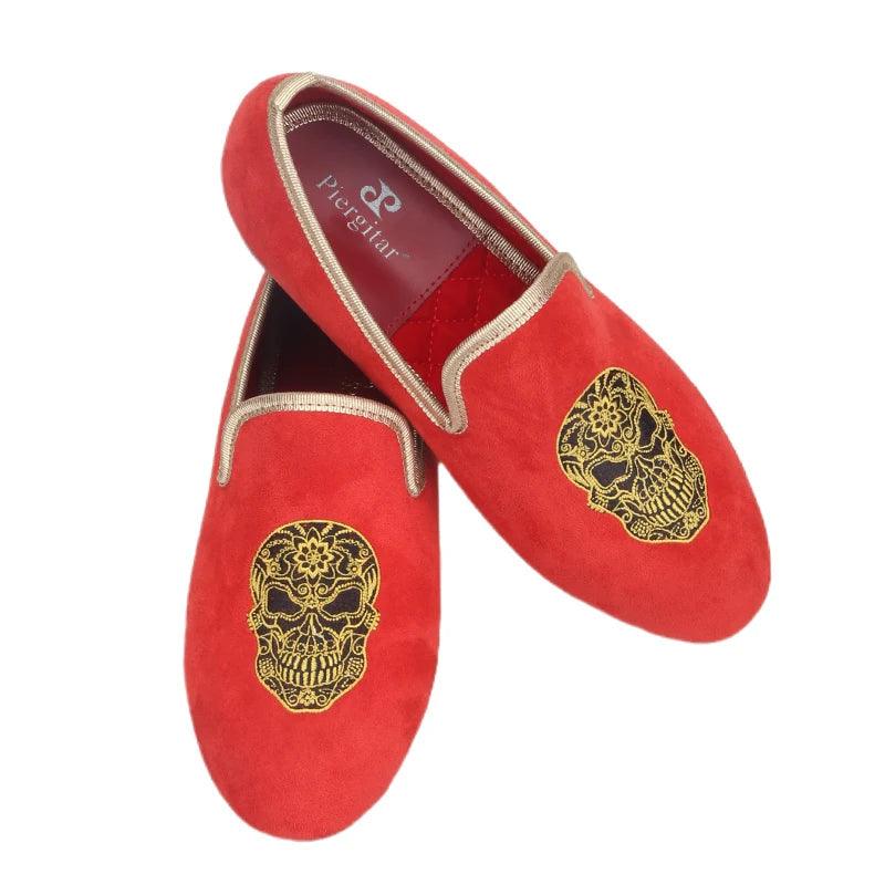 Kids Loafers Red Velvet Dreams: Handcrafted Embroidered Children's Loafers - Loafer Shoes - Guocali