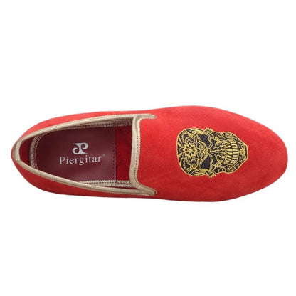 Kids Loafers Red Velvet Dreams: Handcrafted Embroidered Children's Loafers-Loafer Shoes-GUOCALI