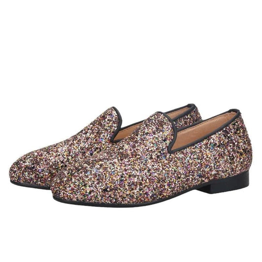 Kids Loafers Sparkle Step: Handcrafted Multicolor Children's Loafers-Loafer Shoes-GUOCALI