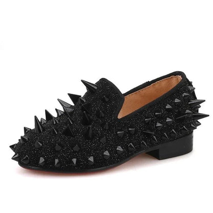 Kids Loafers Spiked Elegance: Handmade Children's Loafers-Loafer Shoes-GUOCALI