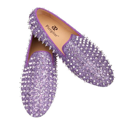 Kids Loafers Spiky Violet Delight: Trendy Loafers for Toddlers and Big Kids-Loafer Shoes-GUOCALI