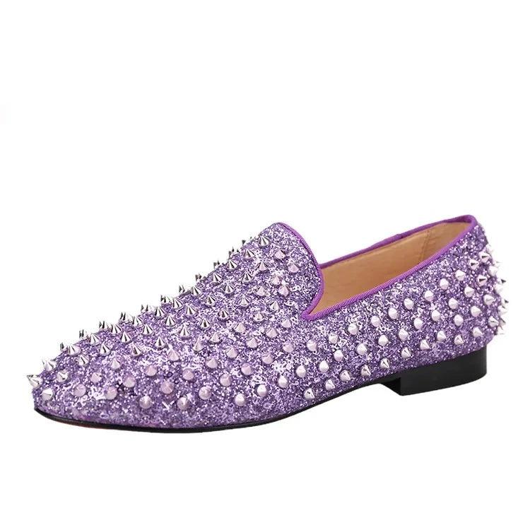 Kids Loafers Spiky Violet Delight: Trendy Loafers for Toddlers and Big Kids-Loafer Shoes-GUOCALI