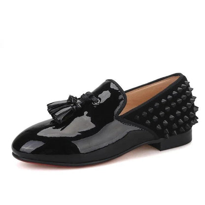 Kids Loafers Timeless Elegance: Handmade Children's Spiked Tassel Loafers - Loafer Shoes - Guocali