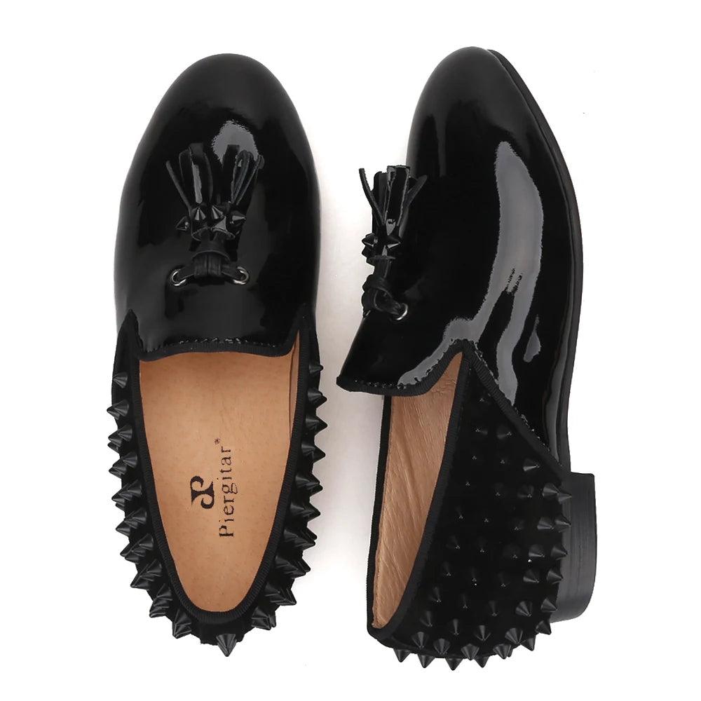 Kids Loafers Timeless Elegance: Handmade Children's Spiked Tassel Loafers-Loafer Shoes-GUOCALI