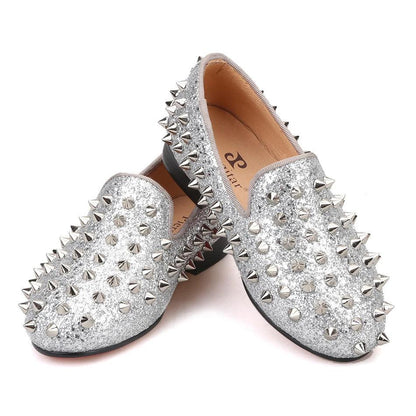 Kids Loafers Timeless Elegance: Handmade Spiked Loafers for Kids-Loafer Shoes-GUOCALI