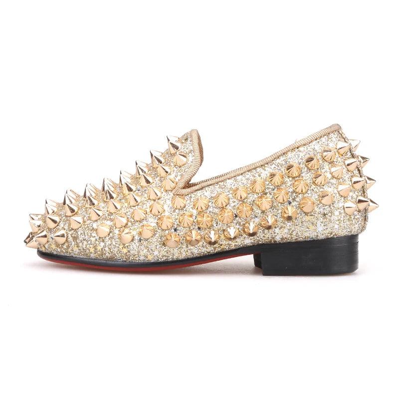 Kids Loafers Timeless Elegance: Handmade Spiked Loafers for Kids-Loafer Shoes-GUOCALI