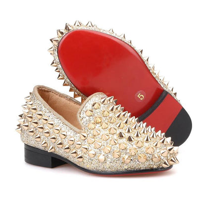 Kids Loafers Timeless Elegance: Handmade Spiked Loafers for Kids-Loafer Shoes-GUOCALI