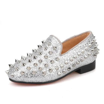 Kids Loafers Timeless Elegance: Handmade Spiked Loafers for Kids-Loafer Shoes-GUOCALI