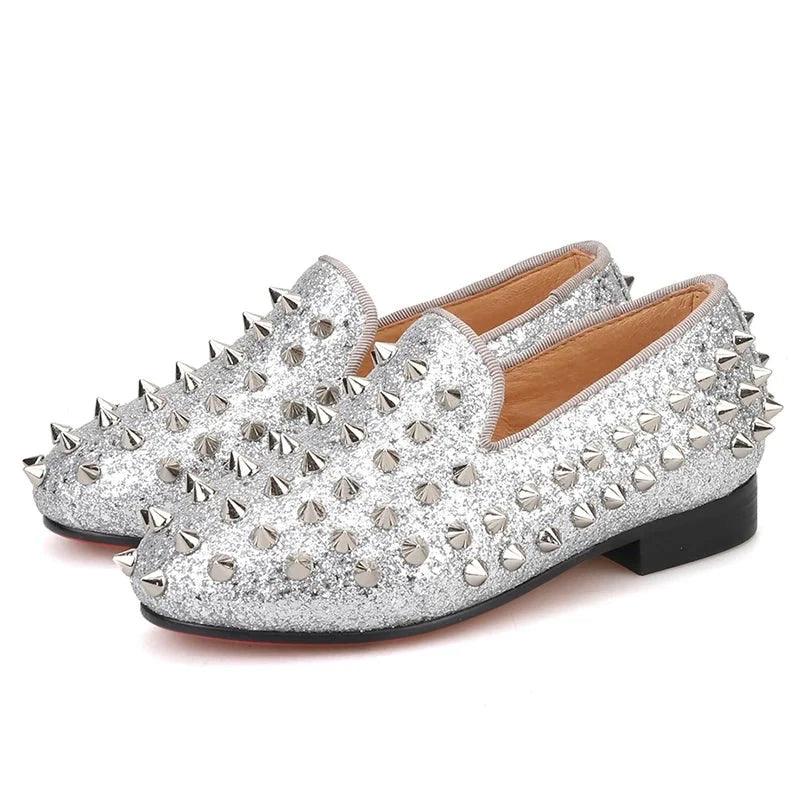 Kids Loafers Timeless Elegance: Handmade Spiked Loafers for Kids-Loafer Shoes-GUOCALI