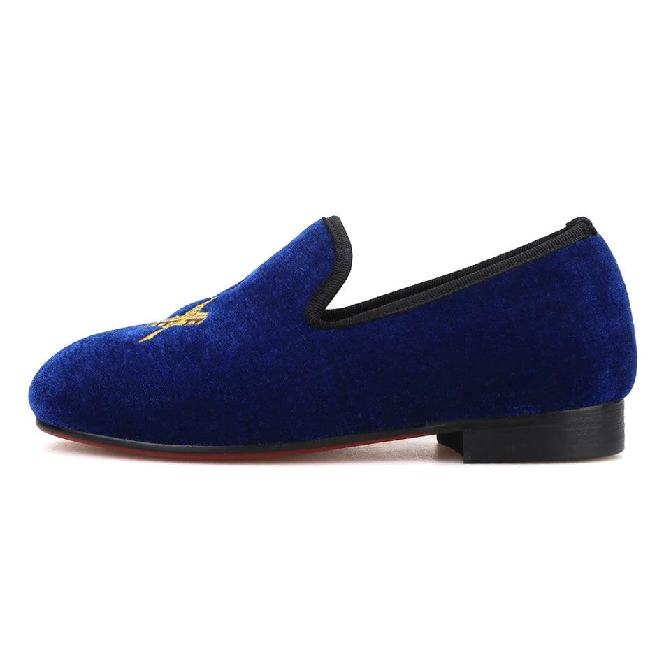 Kids Loafers Velvet Kids Loafer Shoes: Matching Parent Design with Red Sole-Loafer Shoes-GUOCALI