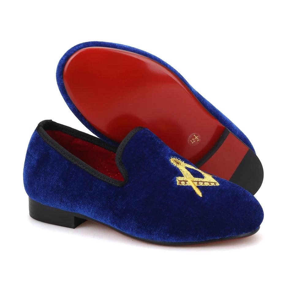 Kids Loafers Velvet Kids Loafer Shoes: Matching Parent Design with Red Sole-Loafer Shoes-GUOCALI