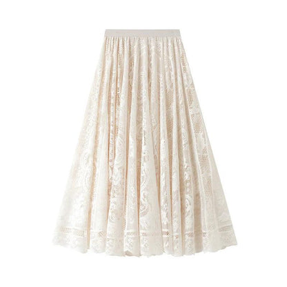 Lace Skirt Solid Color A-Line Women’s Casual Skirt - A-Line Skirt - Guocali