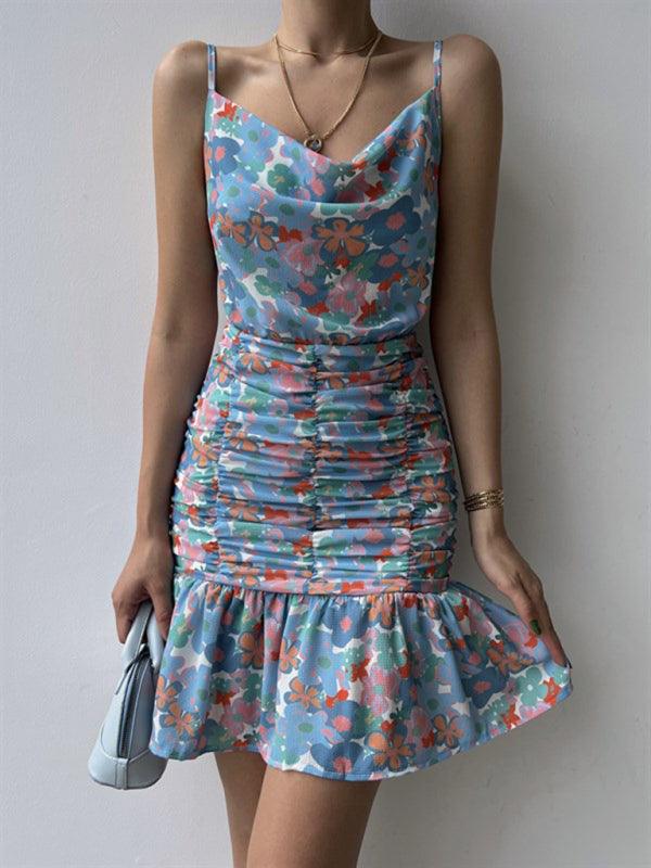 Floral Print Hip Strap Dress