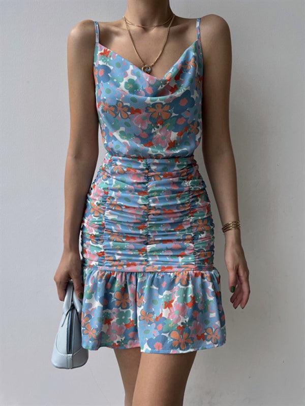 Floral Print Hip Strap Dress