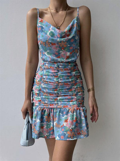 Floral Print Hip Strap Dress