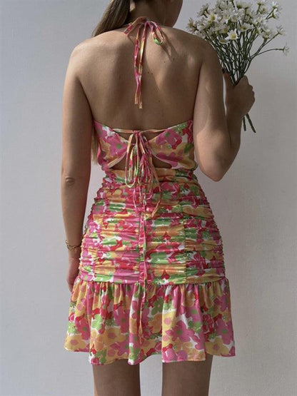 Floral Print Hip Strap Dress