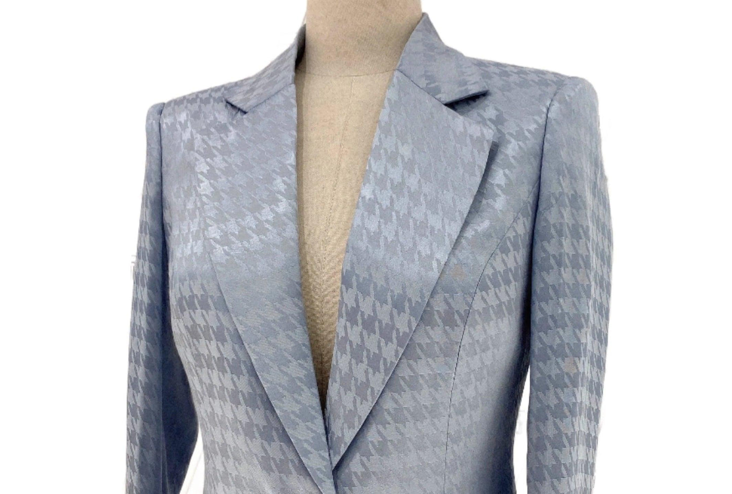 Light Blue Plaid Pant Suit, Thin Women Trouser Suit - Pantsuit - Guocali