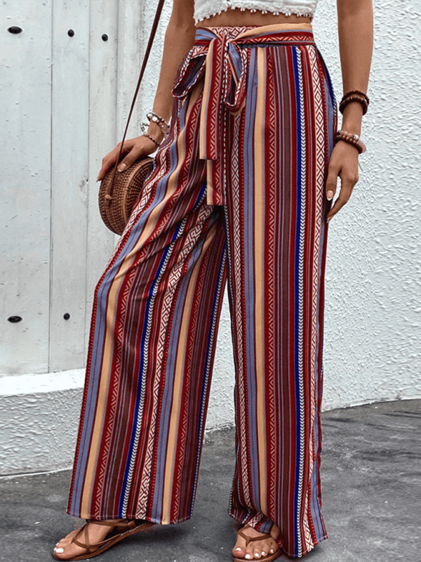 Loose Striped Wide Leg Pants - Wide Leg Pants - Guocali