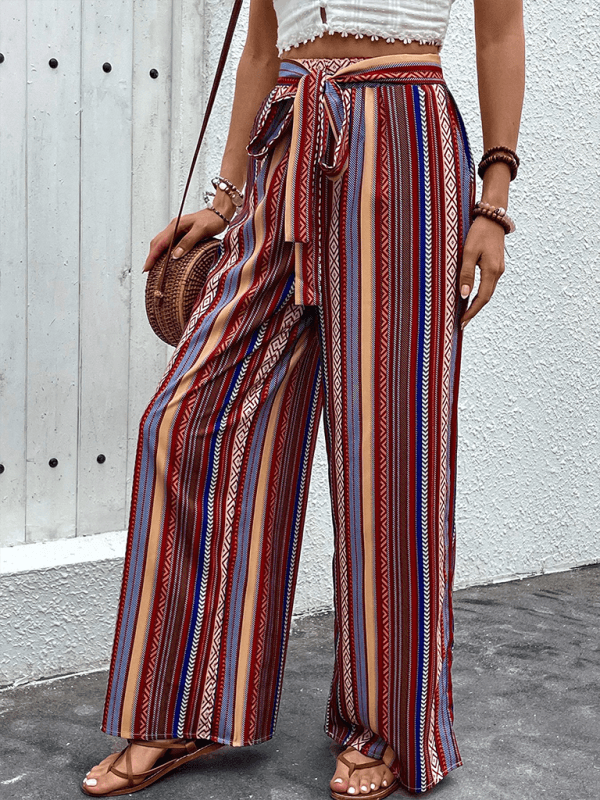 Loose Striped Wide Leg Pants - Wide Leg Pants - Guocali