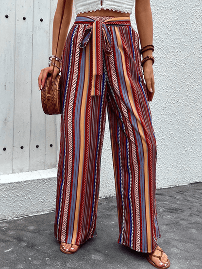 Loose Striped Wide Leg Pants - Wide Leg Pants - Guocali