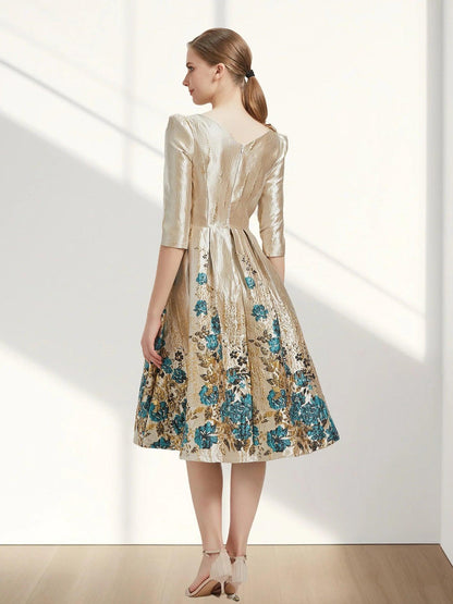 Luxury Floral Jacquard Evening Dress - Evening Dress - Guocali